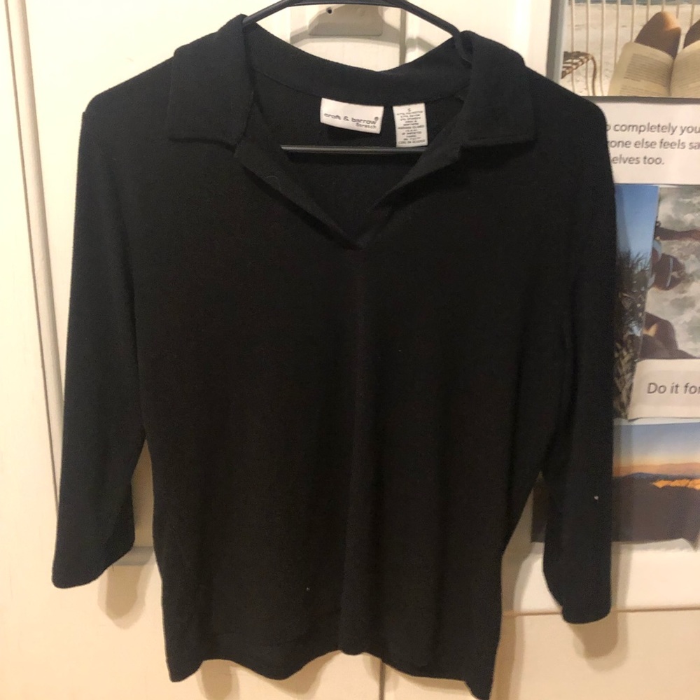 Black 3/4 long sleeve collared shirt